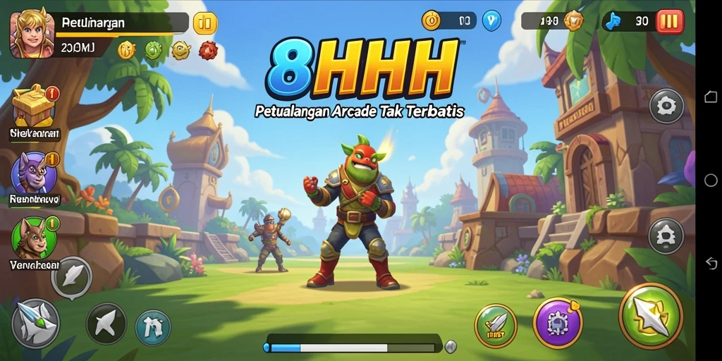 Screenshot gameplay 8HHH menampilkan aksi seru di level arcade.
