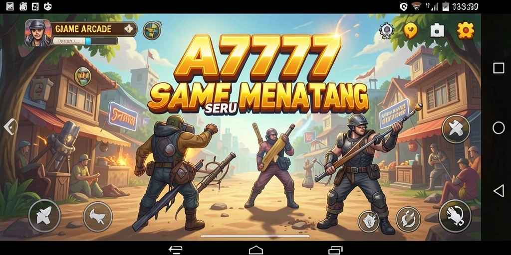 Screenshot utama A7777 menunjukkan aksi gameplay Arcade yang seru.