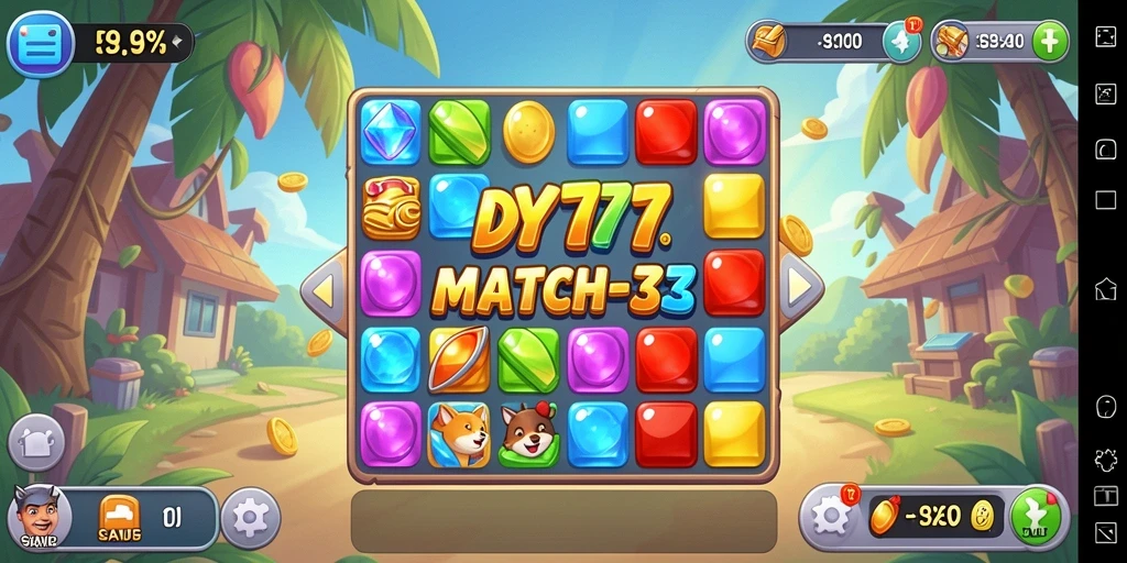 Screenshot gameplay DY777 menampilkan aksi Match-3 yang mendebarkan.