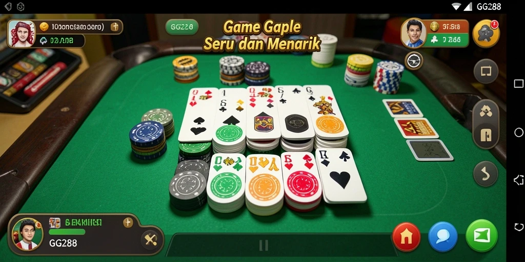 Tampilan gameplay seru dalam GG288 menunjukkan strategi bermain Gaple.