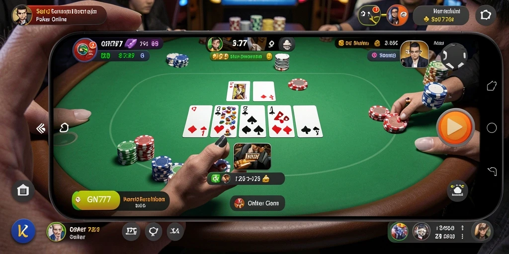 Tampilan gameplay poker yang mendebarkan di GN777.