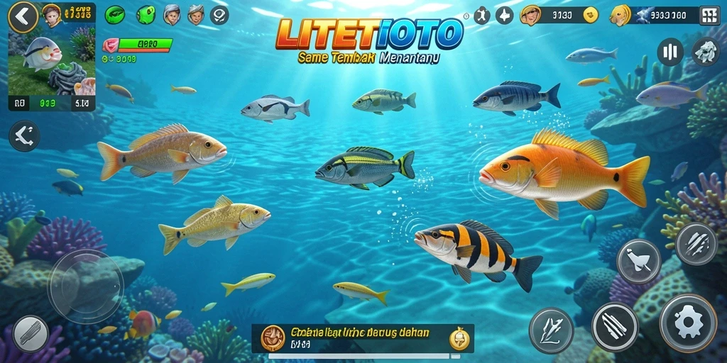 Tangkapan layar gameplay LITETOTO dengan aksi Tembak Ikan yang menantang.