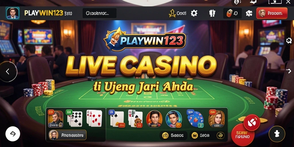 Screenshot gameplay PLAYWIN123 menampilkan suasana Live Casino yang mendalam.