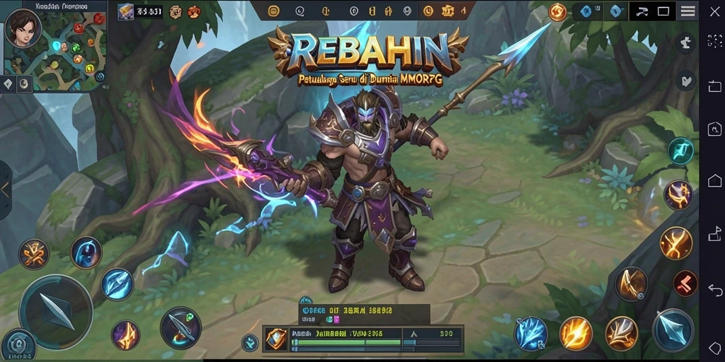 Tangkapan layar gameplay <strong>REBAHIN</strong>, menampilkan pertarungan intens di dunia MMORPG.