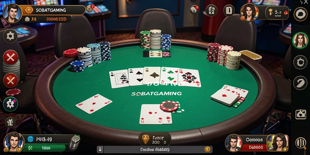Tampilan gameplay Poker yang seru dan interaktif dari SOBATGAMING.