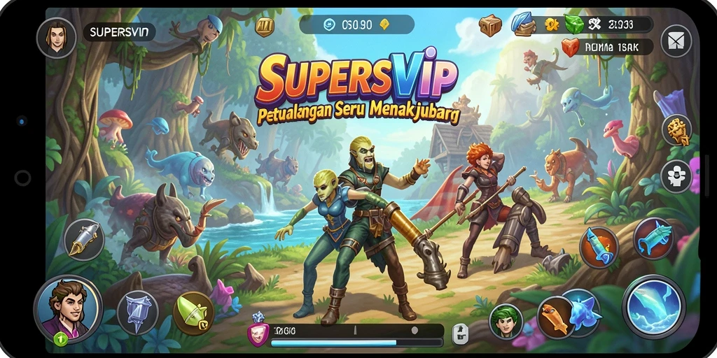 Tangkapan layar gameplay SUPERSVIP yang memukau dan penuh aksi.